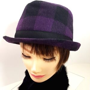 Y2K Le-chateau💜Purple-Black Checkered Fedora Hat